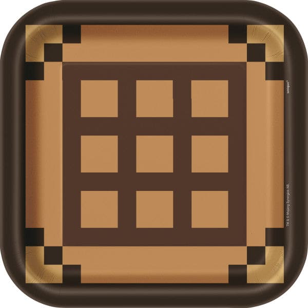 Minecraft 9in Square Dinner Paper Plates 8ct