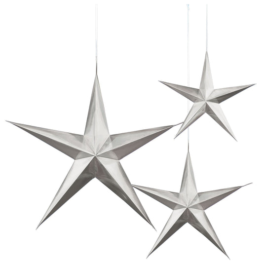 Hanging 3D Silver Stars 3 ct.