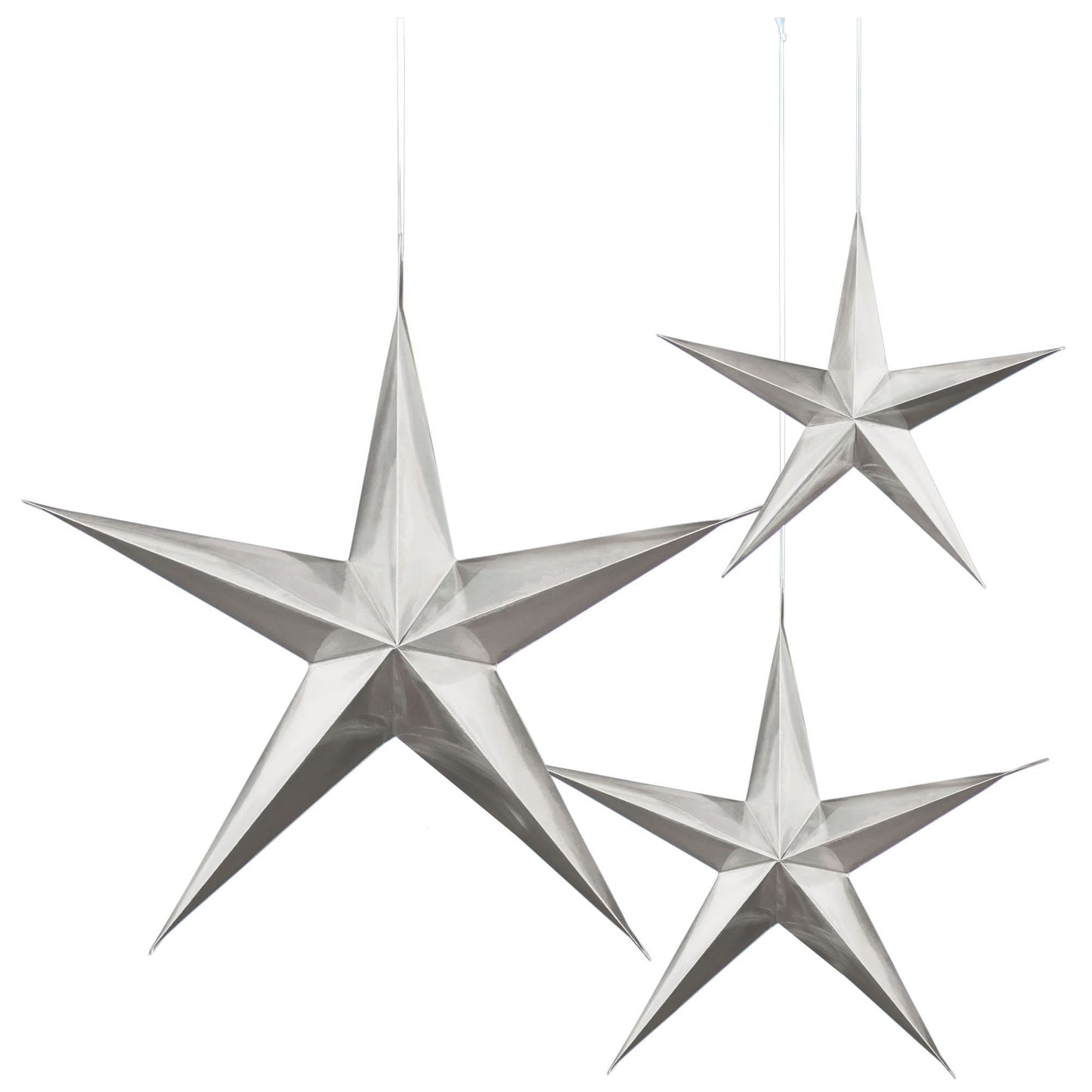 Hanging 3D Silver Stars 3 ct.
