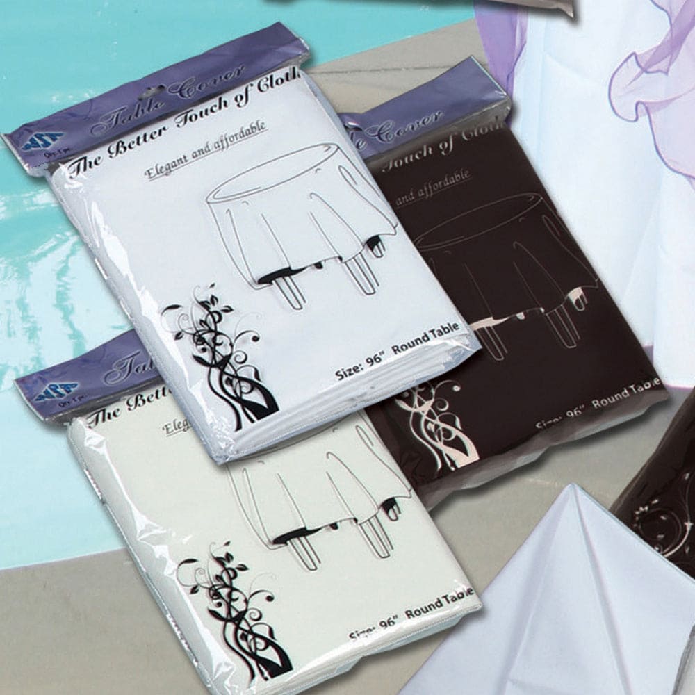 Fabric 96in Round Table Cover Black