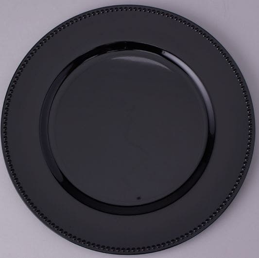 Beaded Edge Plastic Charger Plate 13in - Black