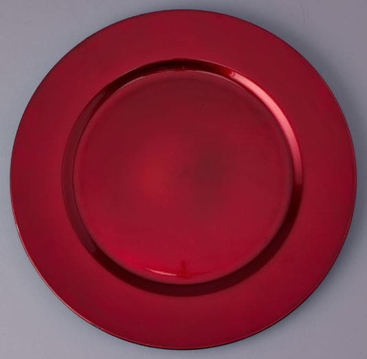 Flat Edge Plastic Charger Plate 13in - Red