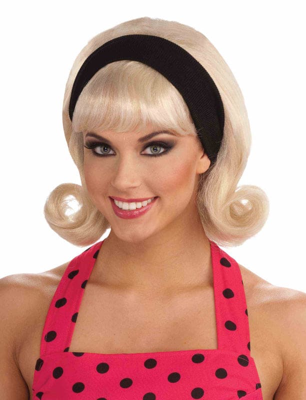 50 s Blonde Flip Wig with Headband