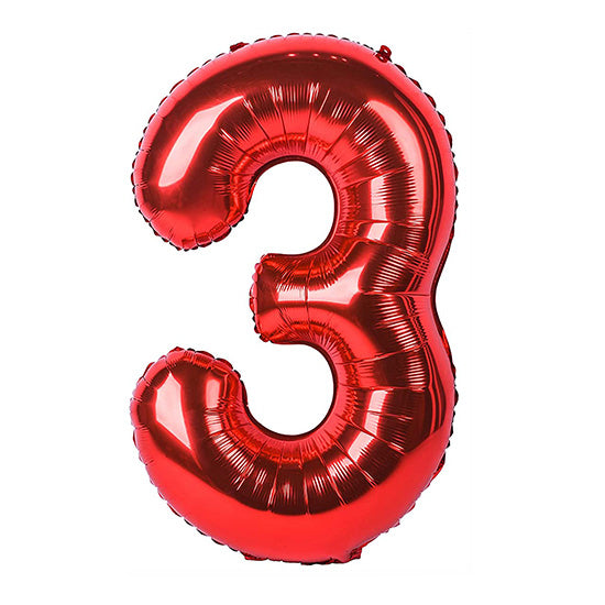 40in Number 3 Red Mylar Balloon