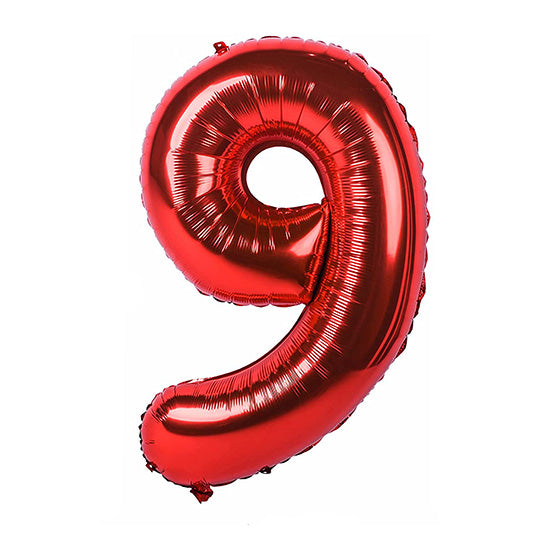 40in Number 9 Red Mylar Balloon