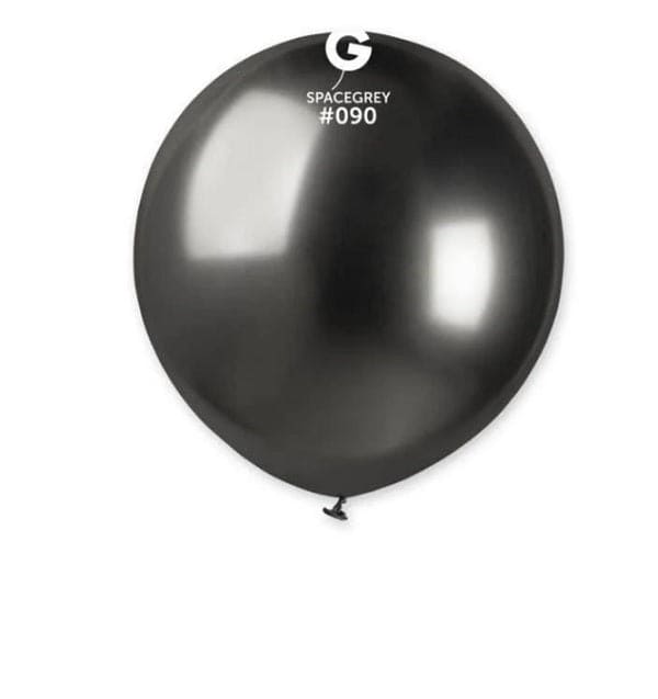 Space Grey 19in Shiny Latex Balloons 25ct