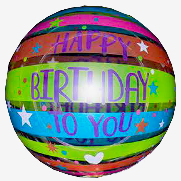 Stripe Printed Bobo Birthday 20in Balloon