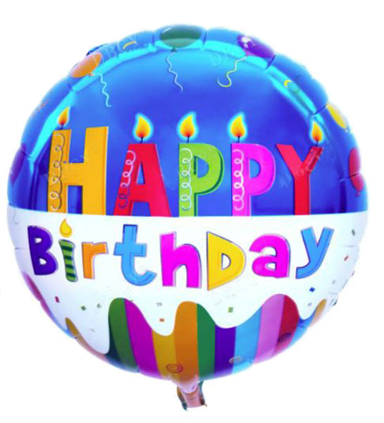 Happy Birthday Primary Candles 18 Metallic Balloon