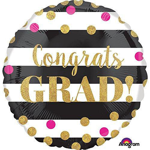 Grad Gold Polka Dot 18in Metallic Balloon