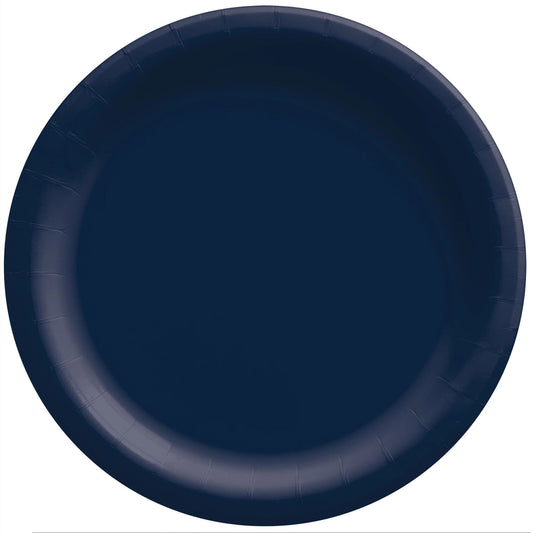 True Navy Big Party Pack 7in Round Luncheon Paper Plates