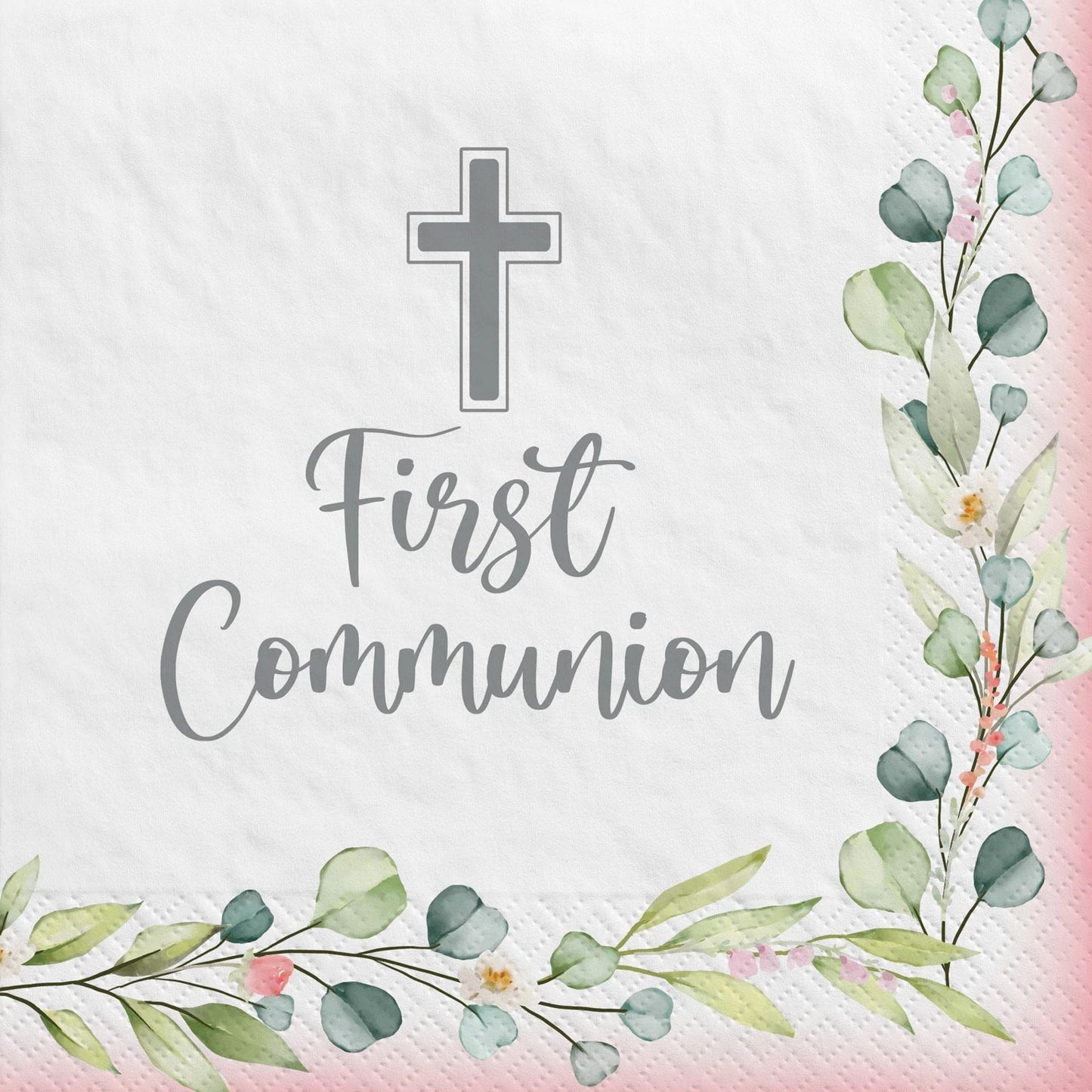 My First Communion Lunch Napkins - Pink 40 Ct