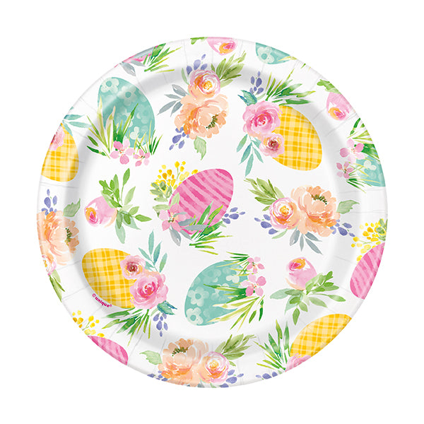 Watercolor Pastel 7in Round Luncheon Paper Plates 8ct