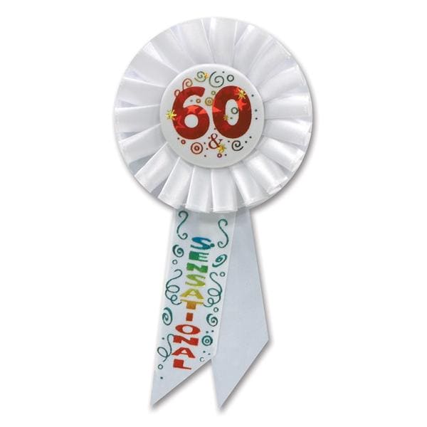 60 & Sensational White Rosette Ribbon