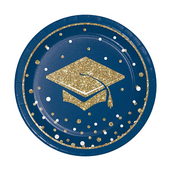 Glittering Grad 9in Round Luncheon Paper Plates 18ct