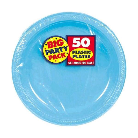 Caribbean Blue Big Party Pack 7in Round Plastic Plates
