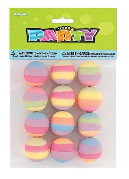 Pastel Stripe Bounce Balls 35mm 8ct