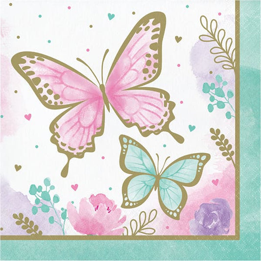 Shimmer Butterfly Luncheon Napkins 16ct