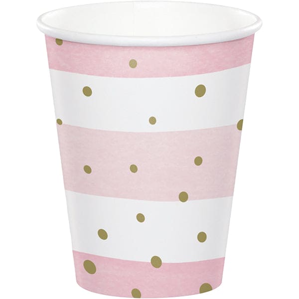 Pink & Gold Celebration 9oz Paper Cups 8ct