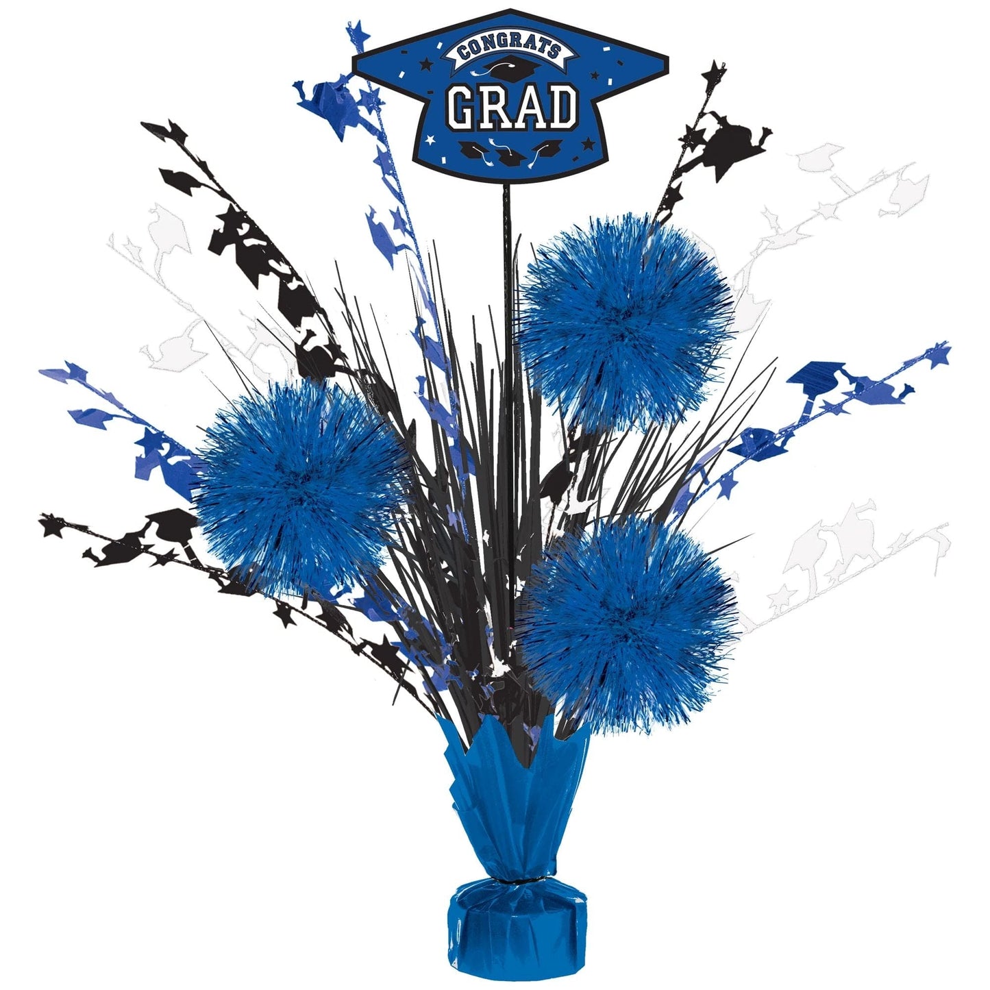 Grad Tinsel Burst Centerpiece Blue 18in