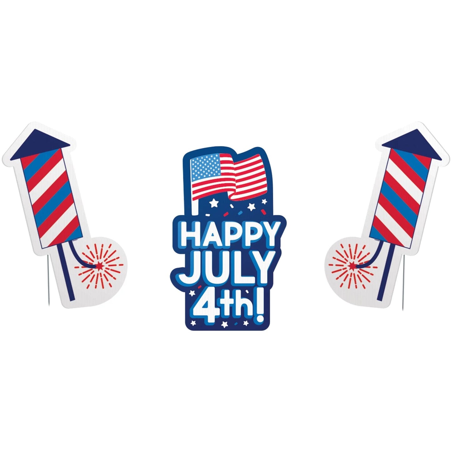 Patriotic Multi-Pack Lawn Signs 25in x 16in 3Ct