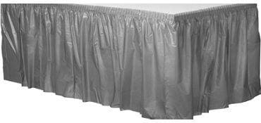 Silver Solid Color Plastic Table Skirt 14' x 29"