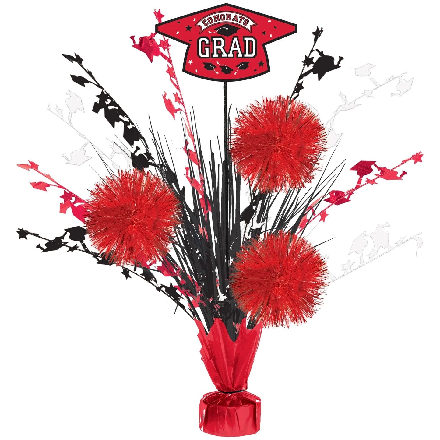 Grad Tinsel Burst Centerpiece Red 18in