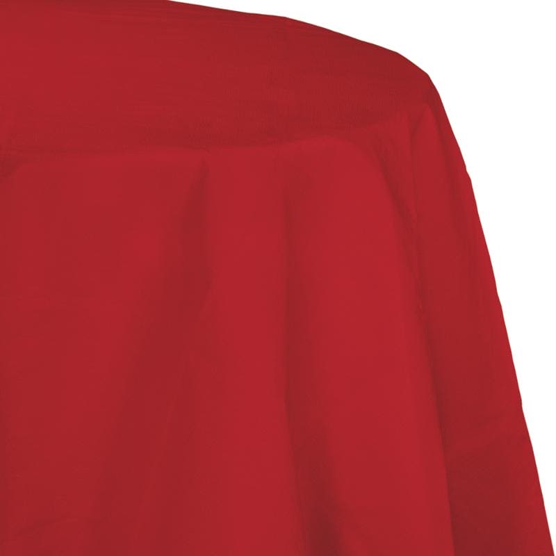 Classic Red 82in Round Paper Tablecover Plastic Back