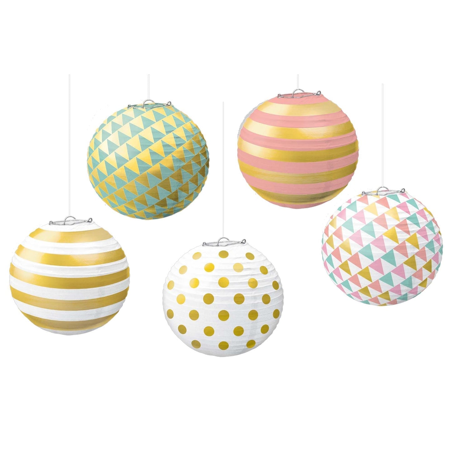 Mini Hot Stamp Lanterns - Pastel 5 Ct