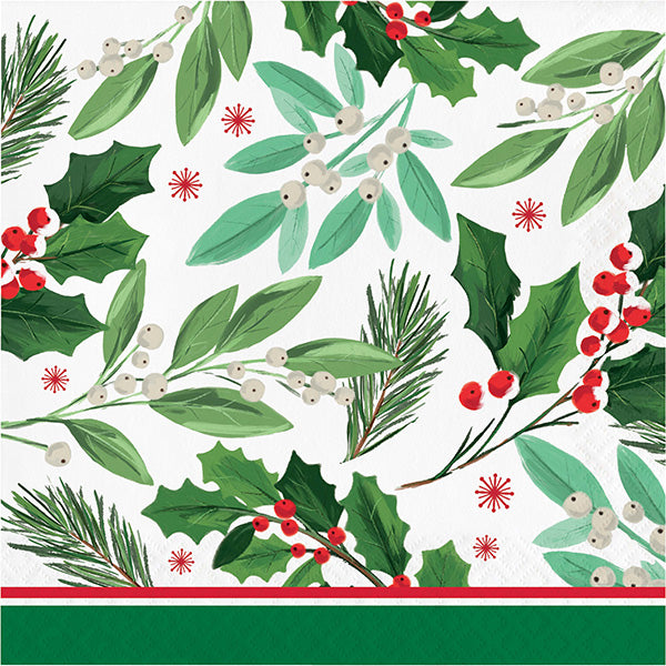 Holly Jolly Christmas Luncheon Napkins 16ct