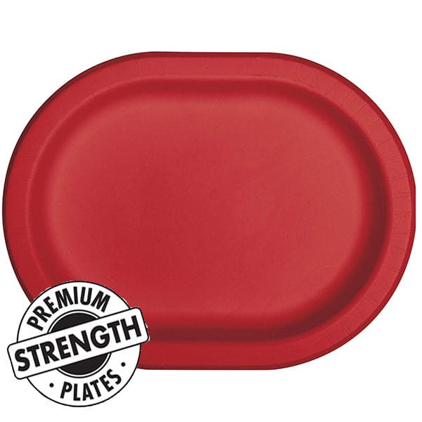 Red 10 x 12in Oval Paper Platters 8ct