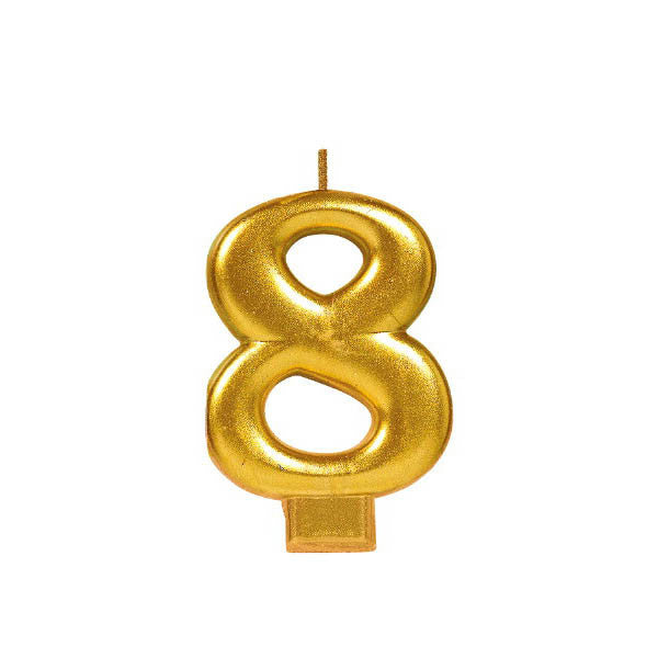 Numeral #8 Metallic Candle - Gold