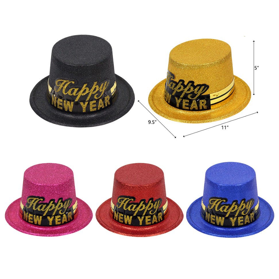 New Years Glitter Adult Top Hat