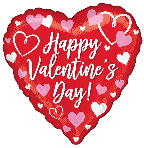 Red Pink Hearts 18in Metallic Balloon