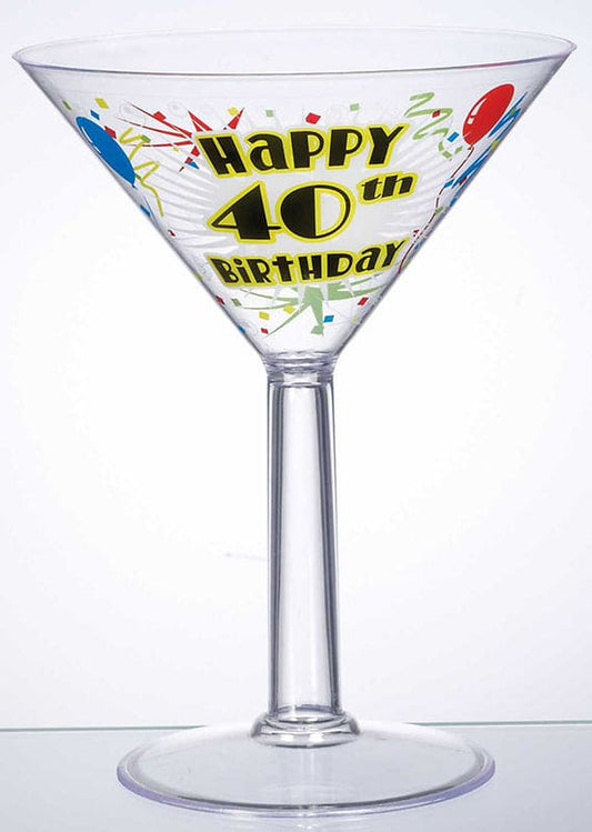 Jumbo Martini Happy 40th Birthday Glass