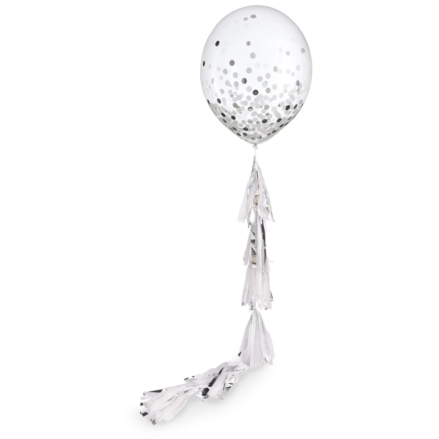 24" Confetti Balloon with a Platinum Tassel Tail