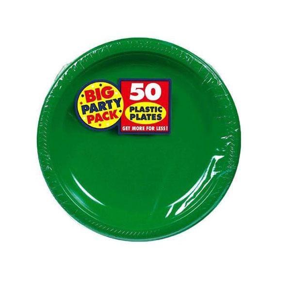 Festive Green Big Party Pack 7in Round Plastic Plates