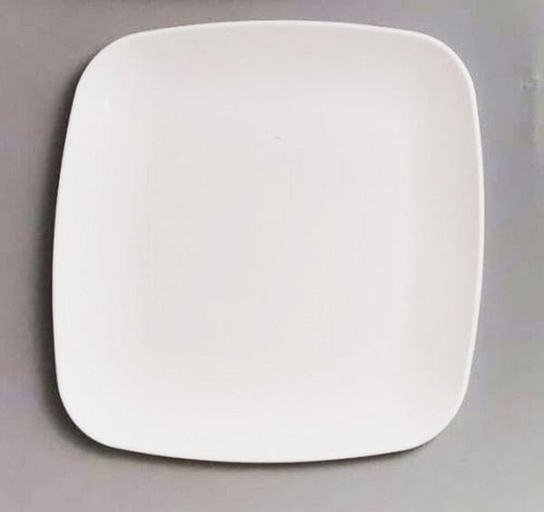 White 7.25in Square Rounded Corner Plastic Plates 20 Ct