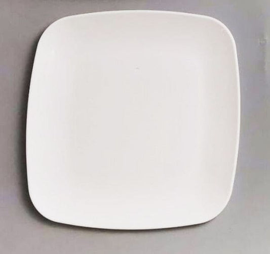 White 7.25in Square Rounded Corner Plastic Plates  20 Ct