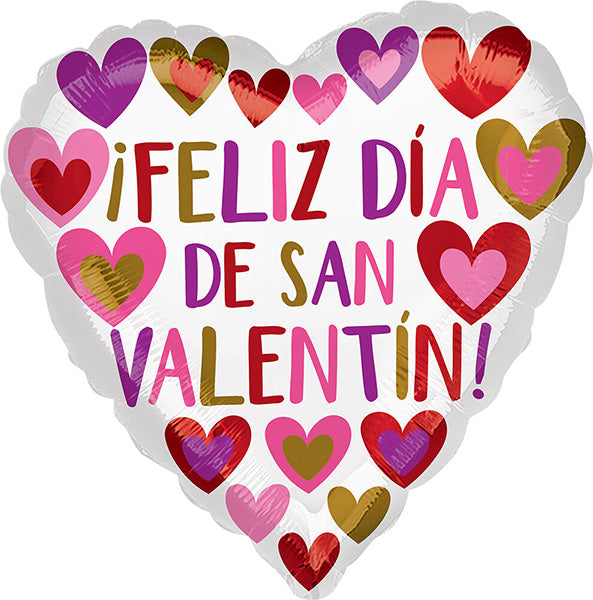 Feliz Dia San Valentin 17in Metallic Ballooon