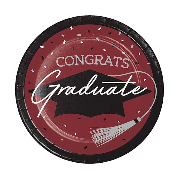 School Spirit Burgandy 7in Round Luncheon Paper Plates 18ct