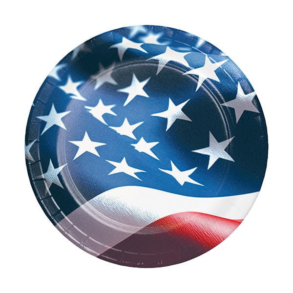 Freedom Flag 7in Round Luncheon Paper Plates 8ct