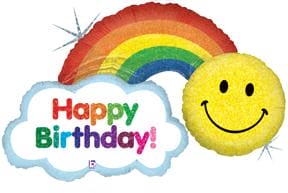 45in Happy Birthday Rainbow Metallic Balloon