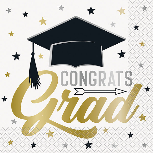 Stars & Caps Graduation Luncheon Napkins 16ct