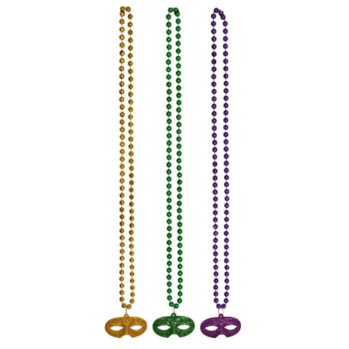 Beads with Glittered Mask Medallion 3ct