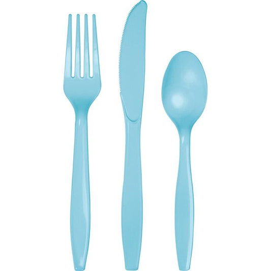 Pastel Blue Premium Plastic Combo Cutlery (24pc)