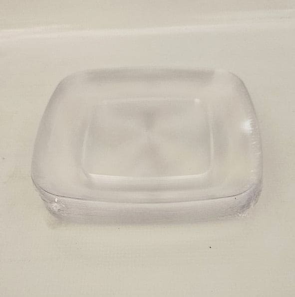 Clear 7.25in Square Rounded Corner Plastic Plates 20ct