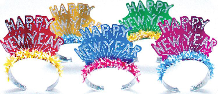 Happy New Year Glitter Tiara with Fringe