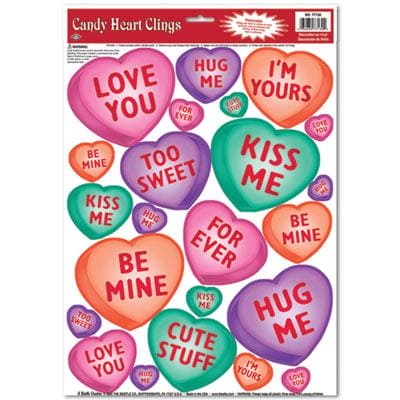 Candy Hearts Window Clings