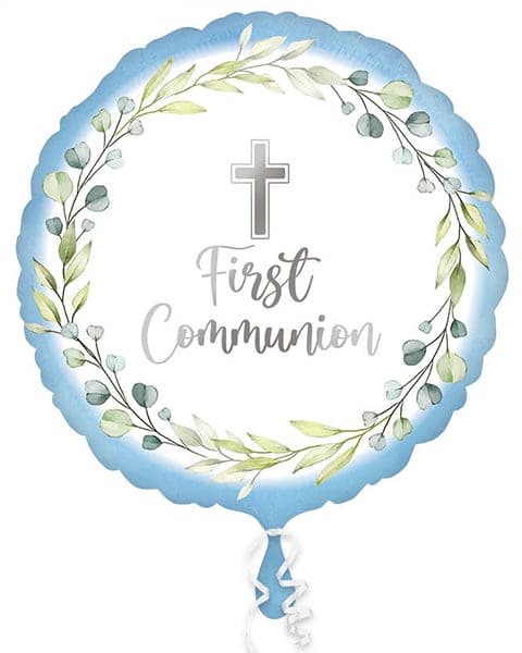 First Communion Blue 18in Metallic Balloon