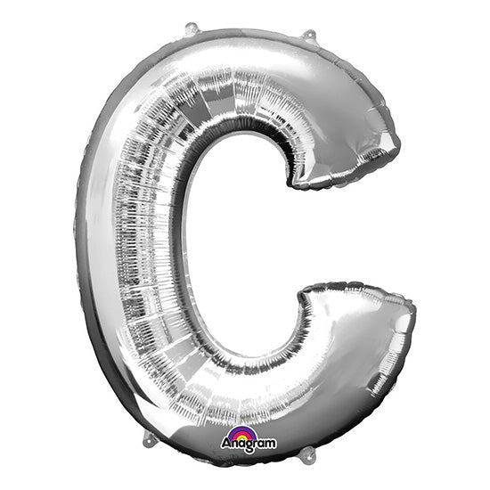 Letter C Silver 33in Metallic Balloon
